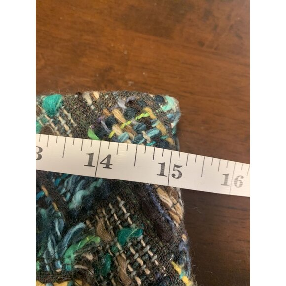 Per Se Woven Plaid Midi Skirt Gray Teal Wool Silk Blend Lined Size 4 - Picture 5 of 6